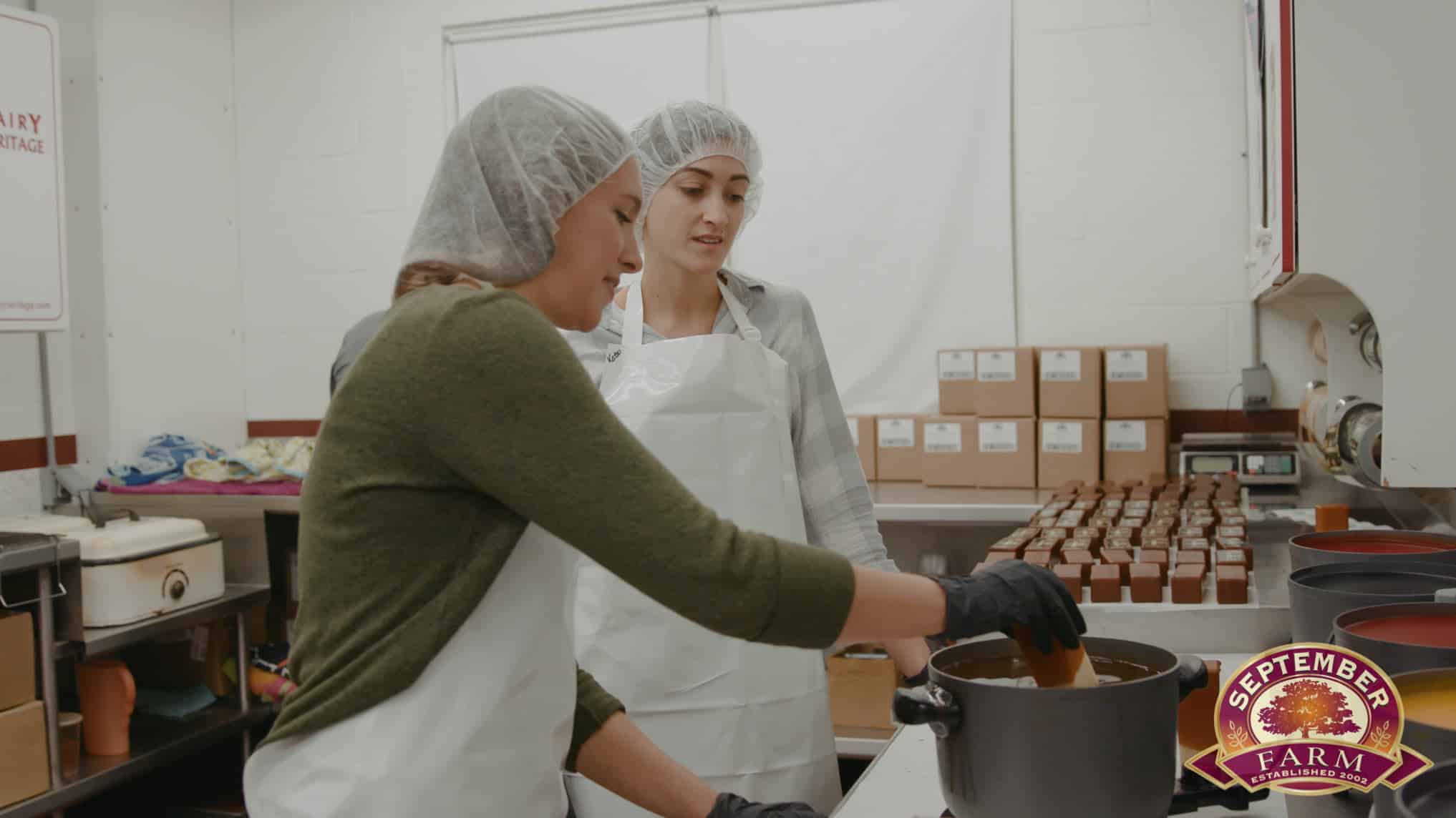 covering cheese with wax at september farm